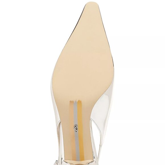 Sam Edelman Bianka Kitten-Heel Leather Slingback Pumps in Soft Silver Metallic - Picture 6 of 8